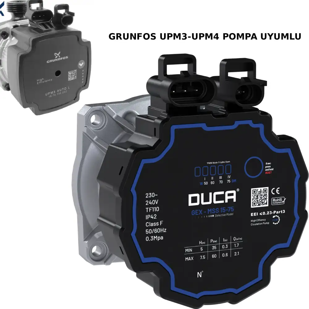 Grundfos UPM3 UPM4 Uyumlu PWM Pompa Motoru GEX 15-75 MSS